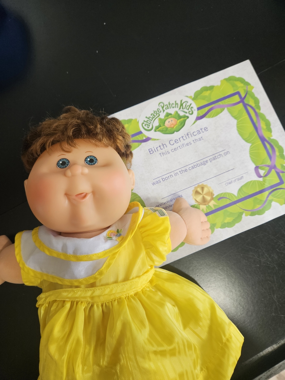 Cabbage Patch Kids Vintage Play Along 2004 Head Mold Pa-7 Blue Eyes Brown Hair